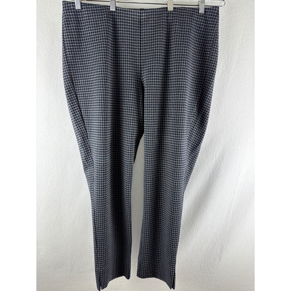 JJill Ponte Slim Leg Pants 2X Womens Navy Blue Grey Grid Check Pull On Stretch